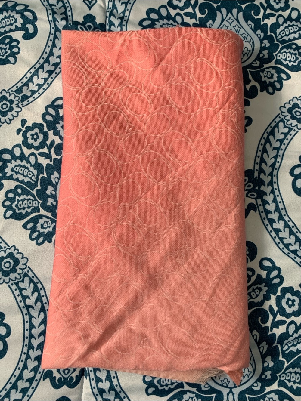 Authentic Coach Restored Signature Ombre Oversized Square Scarf (Pink/Peach)